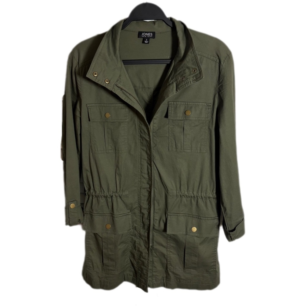 Jones New York Women’s SZ S Olive Green Full Zip Military Cargo Style Jacket